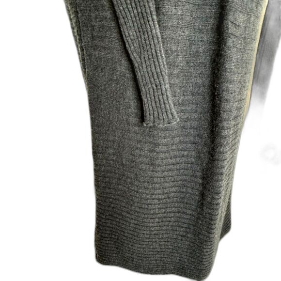 ATHLETA GRAY RIB KNIT EXTRA FINE MERINO WOOL BODYCON MIDI DRESS SIZE SMALL - Picture 6 of 9